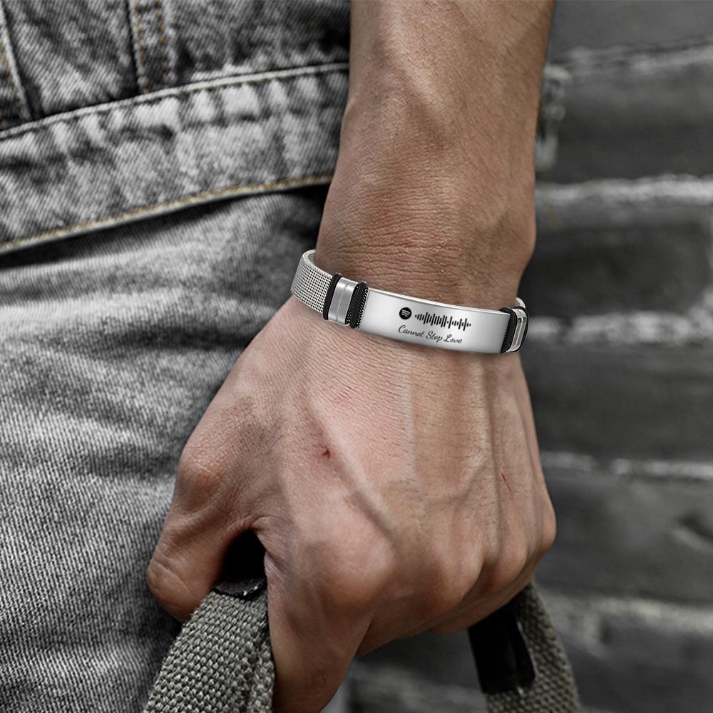 Bracciale in acciaio inossidabile con musica Spotify con foto personalizzata opzionale I migliori regali per gli uomini Regali per le coppie - soufeelit