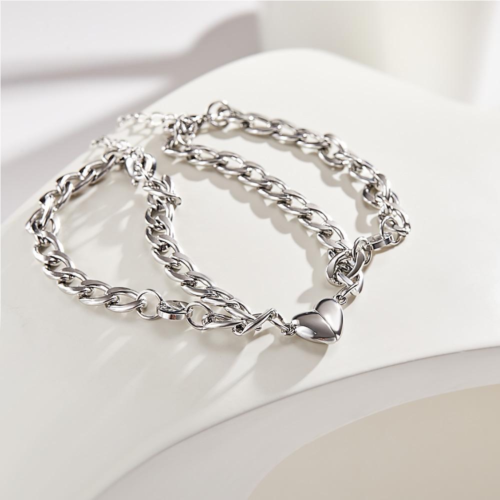 Bracciale Con Incisione Personalizzata Set Di Braccialetti Magnetici Cubani Per Coppie Di Lettere Personalizzate - soufeelit