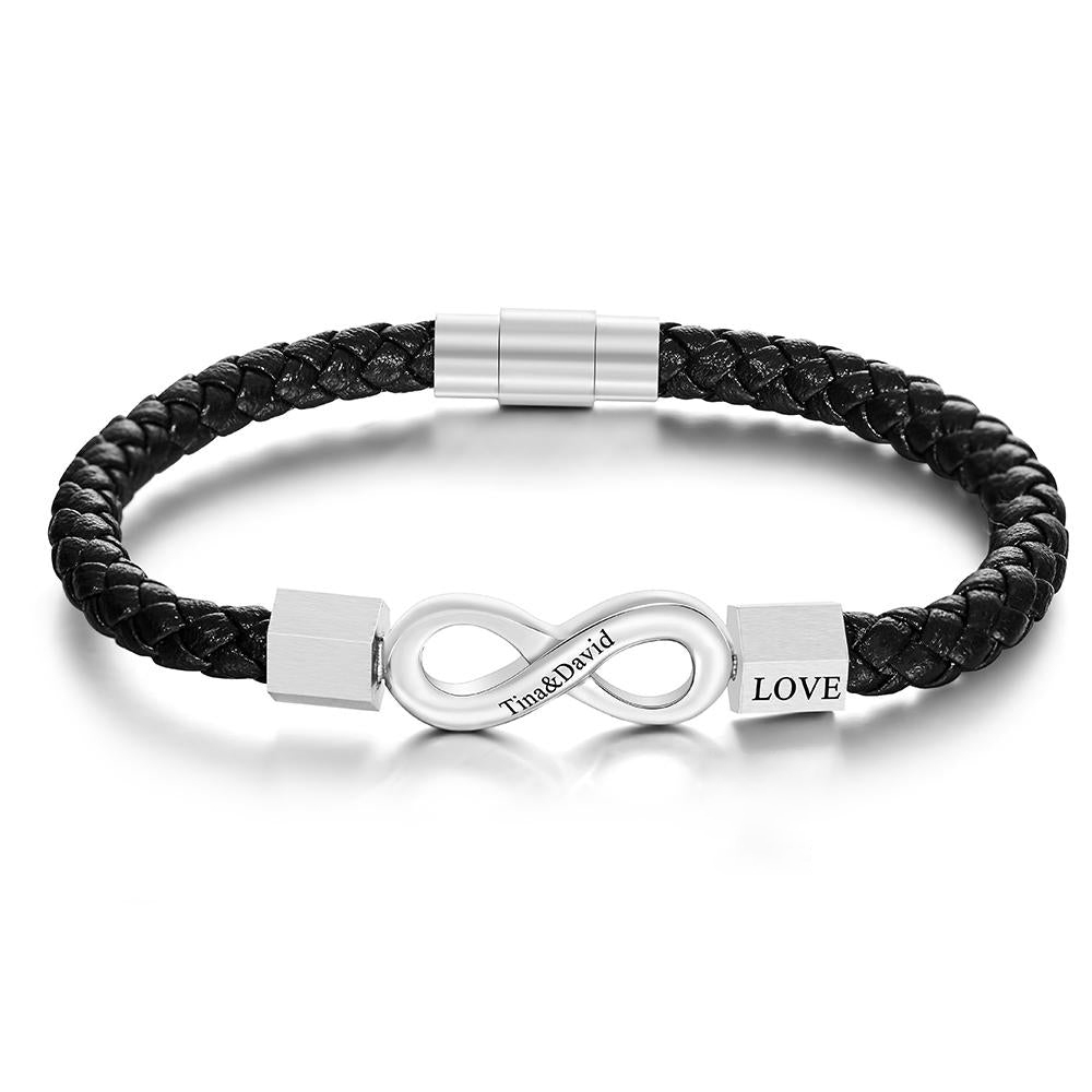 Bracciale Personalizzato Con Incisione Infinity Bracciale In Pelle Regalo Per Fidanzato