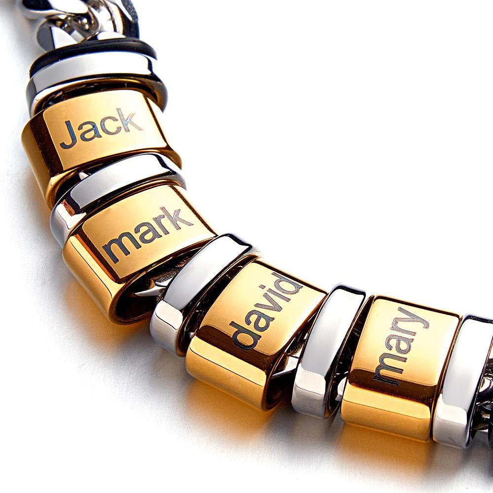 Bracciale Con Nome Inciso Personalizzato Donna Uomo Argento Oro Acciaio Inossidabile Gioielli Per La Festa Della Mamma Regalo Per La Festa Del Papà - soufeelit