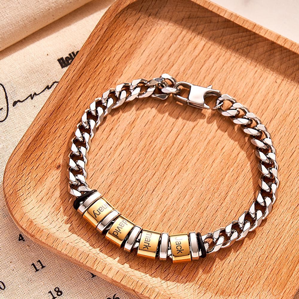 Bracciale Con Nome Inciso Personalizzato Donna Uomo Argento Oro Acciaio Inossidabile Gioielli Per La Festa Della Mamma Regalo Per La Festa Del Papà - soufeelit