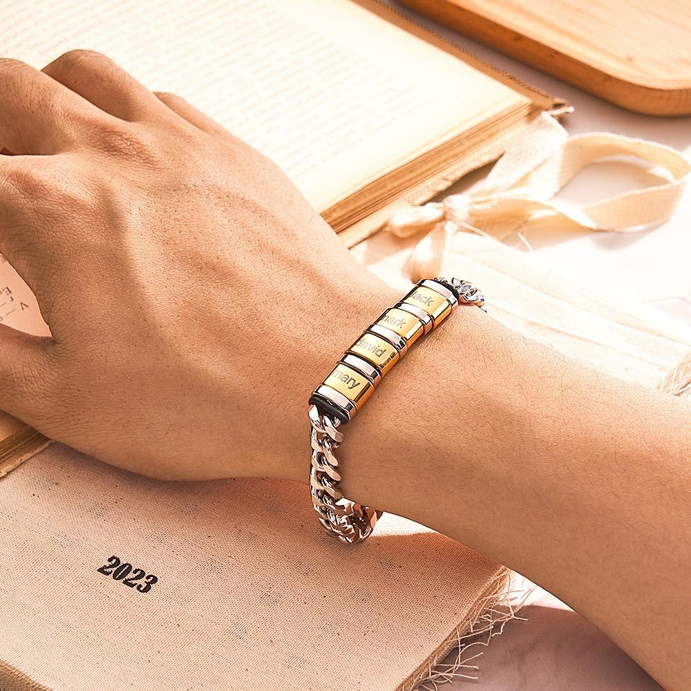 Bracciale Con Nome Inciso Personalizzato Donna Uomo Argento Oro Acciaio Inossidabile Gioielli Per La Festa Della Mamma Regalo Per La Festa Del Papà - soufeelit