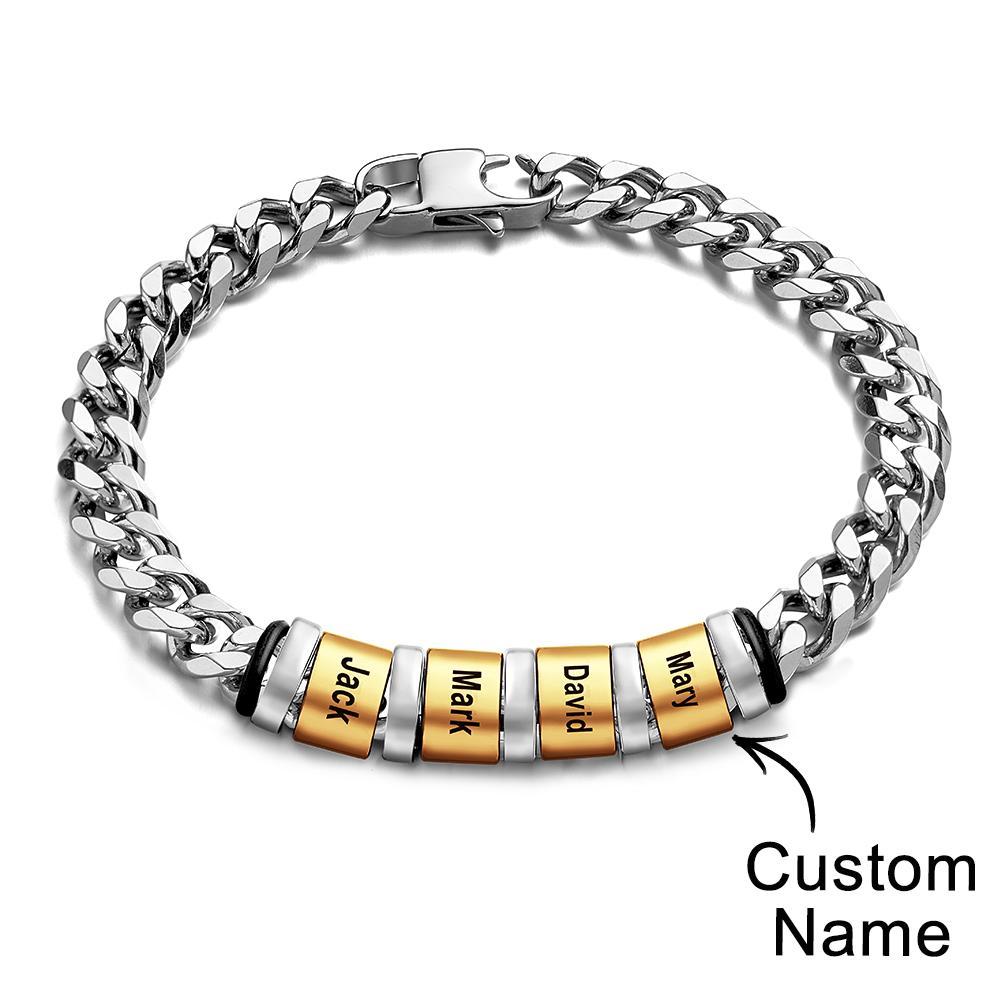 Bracciale Con Nome Inciso Personalizzato Donna Uomo Argento Oro Acciaio Inossidabile Gioielli Per La Festa Della Mamma Regalo Per La Festa Del Papà - soufeelit