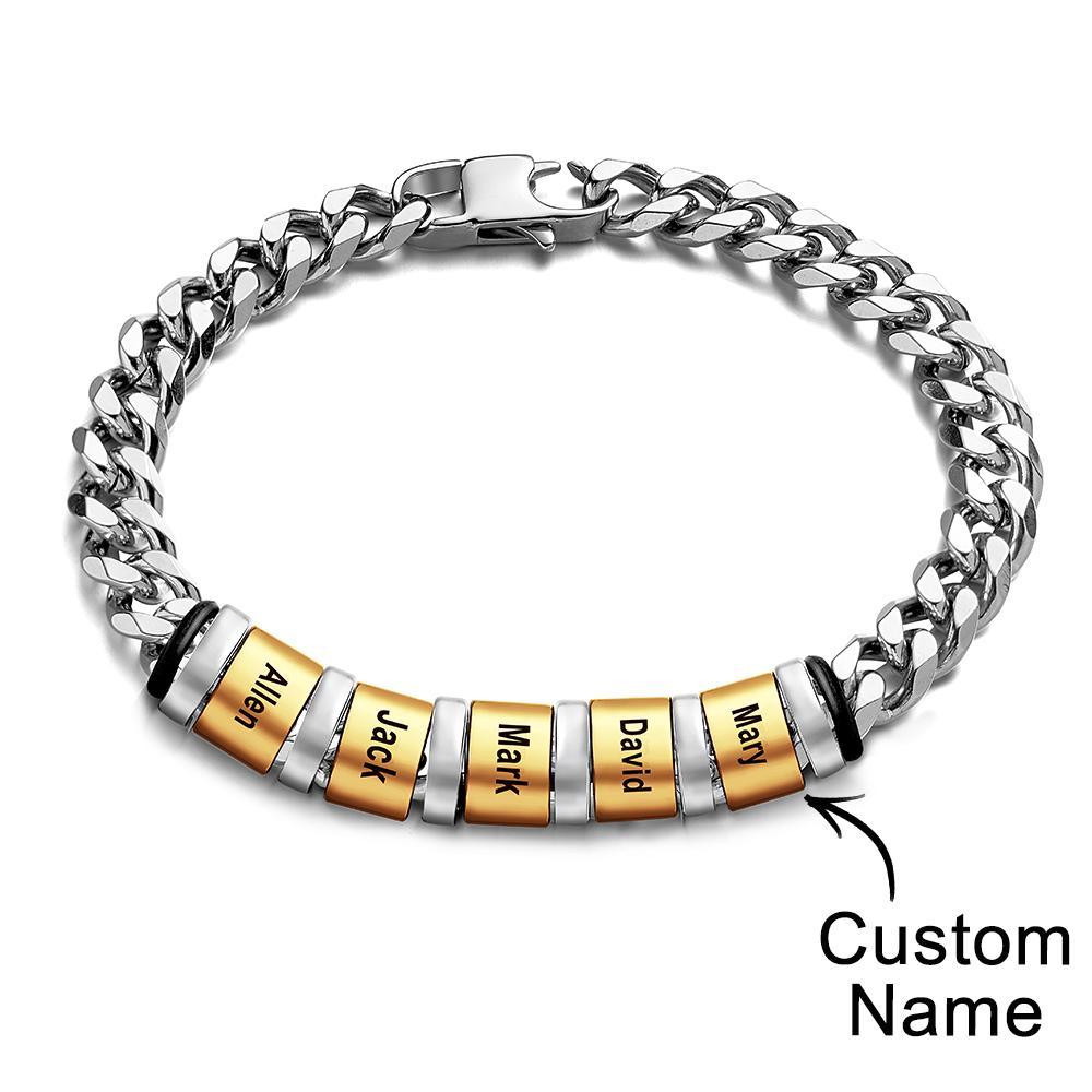 Bracciale Con Nome Inciso Personalizzato Donna Uomo Argento Oro Acciaio Inossidabile Gioielli Per La Festa Della Mamma Regalo Per La Festa Del Papà - soufeelit