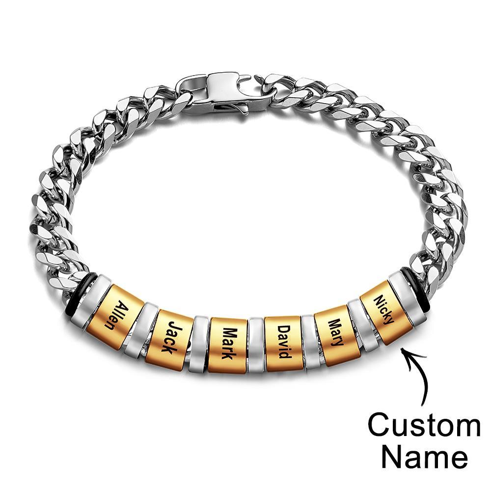 Bracciale Con Nome Inciso Personalizzato Donna Uomo Argento Oro Acciaio Inossidabile Gioielli Per La Festa Della Mamma Regalo Per La Festa Del Papà - soufeelit