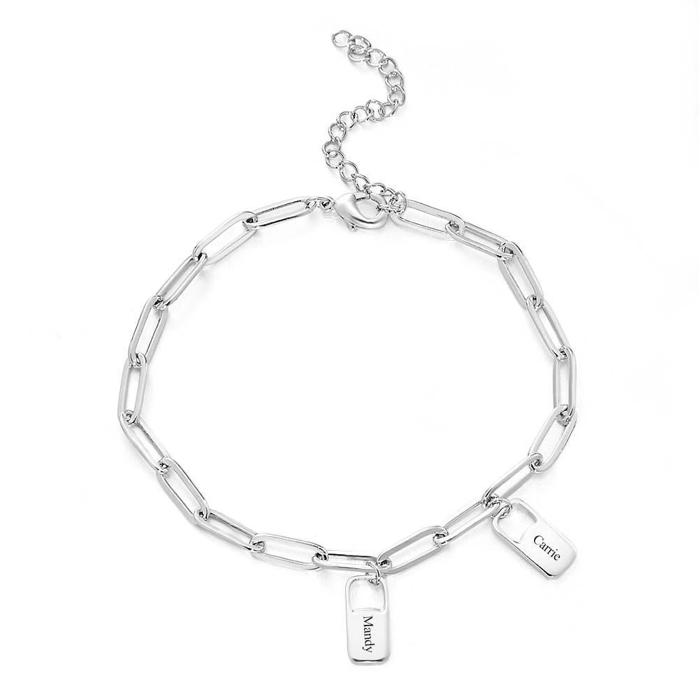 Bracciale Con Maglie A Catena Rory Con 1-6 Ciondoli Bracciale Con Nomi Di Famiglia Personalizzati - soufeelit