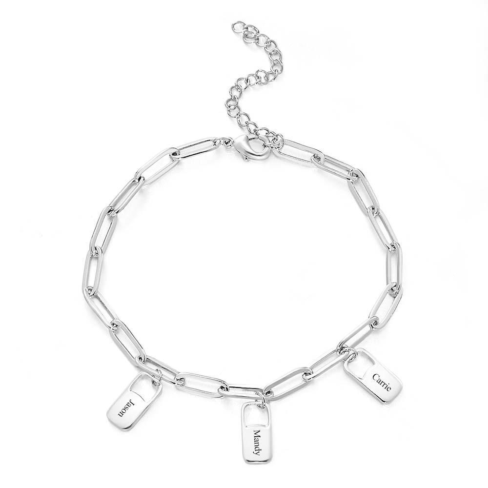 Bracciale Con Maglie A Catena Rory Con 1-6 Ciondoli Bracciale Con Nomi Di Famiglia Personalizzati - soufeelit