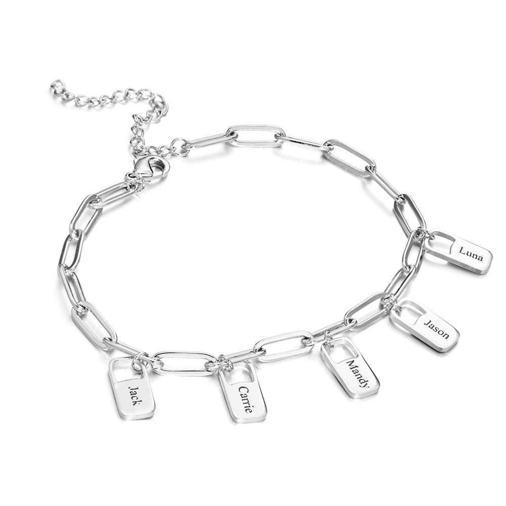 Bracciale Con Maglie A Catena Rory Con 1-6 Ciondoli Bracciale Con Nomi Di Famiglia Personalizzati - soufeelit