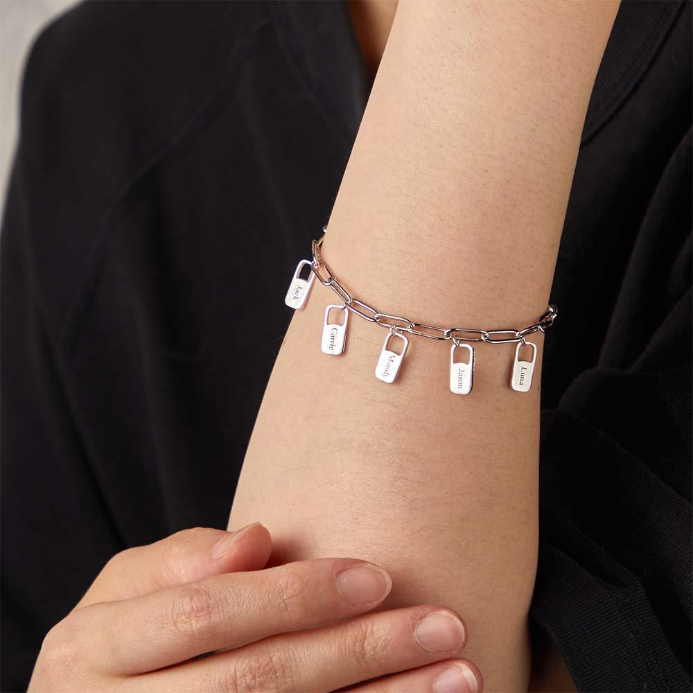 Bracciale Con Maglie A Catena Rory Con 1-6 Ciondoli Bracciale Con Nomi Di Famiglia Personalizzati - soufeelit