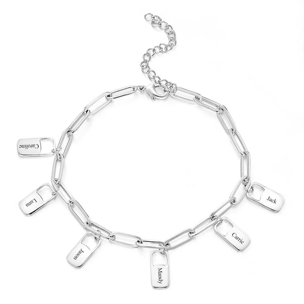 Bracciale Con Maglie A Catena Rory Con 1-6 Ciondoli Bracciale Con Nomi Di Famiglia Personalizzati - soufeelit