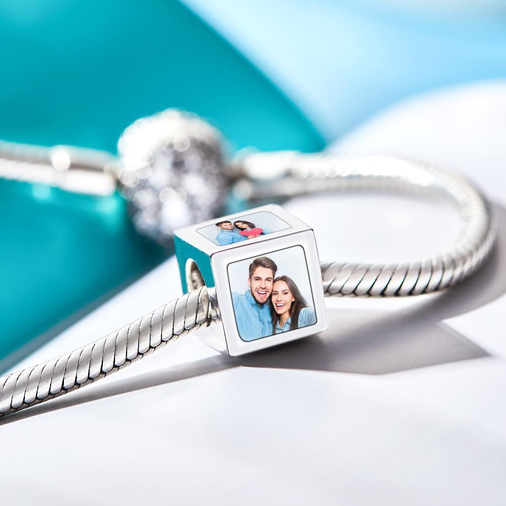 Ciondolo Fotografico Personalizzato A Quattro Lati Con Ciondolo Quadrato In Rame, Regalo Creativo Per Le Donne - soufeelit