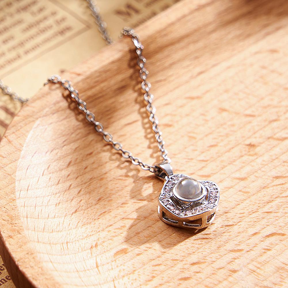 Collana Di Proiezione Di Foto Personalizzata Regalo Di Gioielli Con Ciondolo Di Strass Affascinante Per Lei - soufeelit