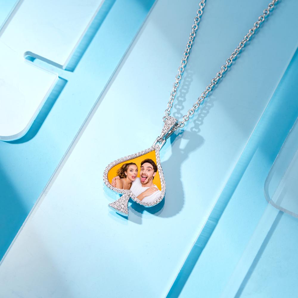Regali Personalizzati Con Ciondolo Commemorativo Con Cuore Di Strass E Collana Con Foto - soufeelit