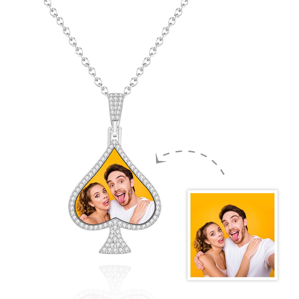 Regali Personalizzati Con Ciondolo Commemorativo Con Cuore Di Strass E Collana Con Foto - soufeelit
