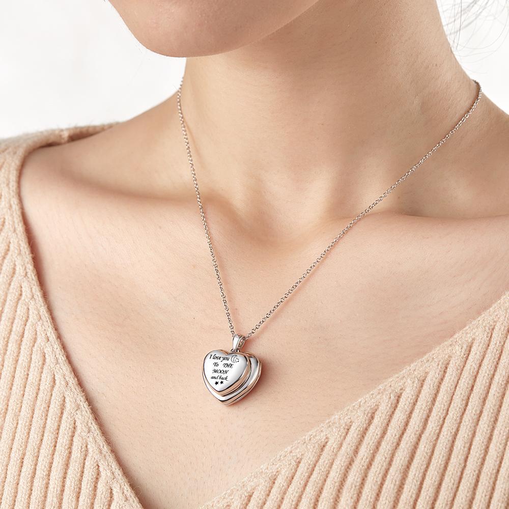 Collana Medaglione Ti Amo Fino Alla Luna E Ciondolo Medaglione Posteriore 4 Foto Medaglione Regalo Per Le Donne - soufeelit