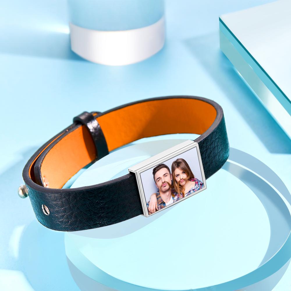 Bracciale Con Foto Personalizzata Bracciale In Pelle Con Foto Personalizzata Regalo Per Uomo - soufeelit