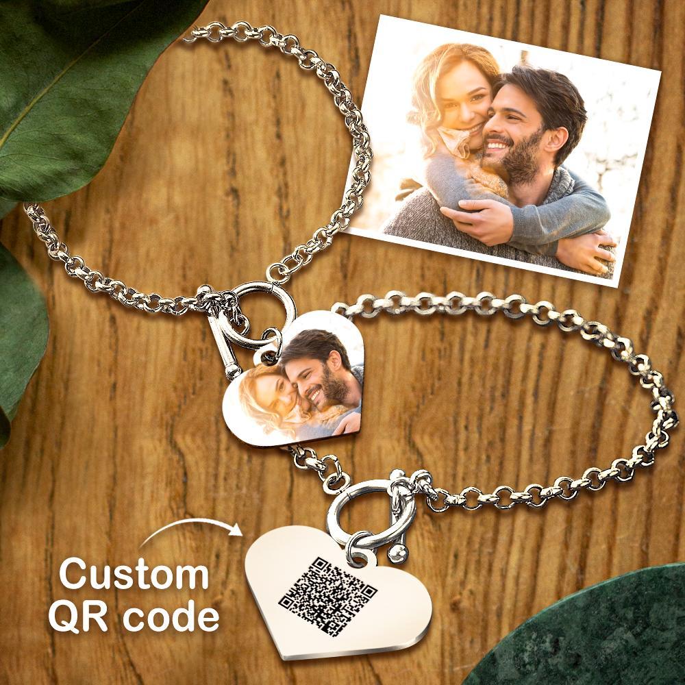 Custom QR Code Bracelets Photo Bracelets with Heart Gifts - soufeelit