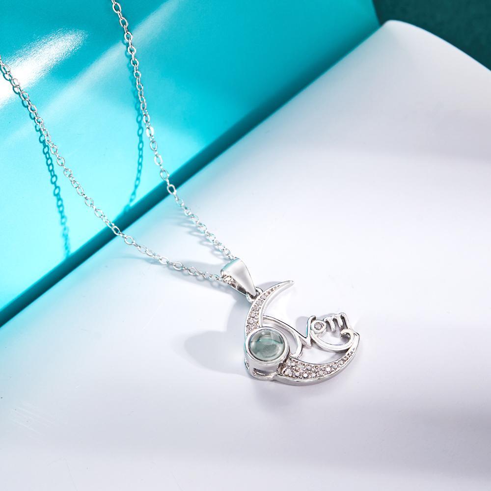 Collana Con Proiezione Di Foto Personalizzate Collana Con Pendente A Forma Di Luna Regalo Per La Mamma - soufeelit