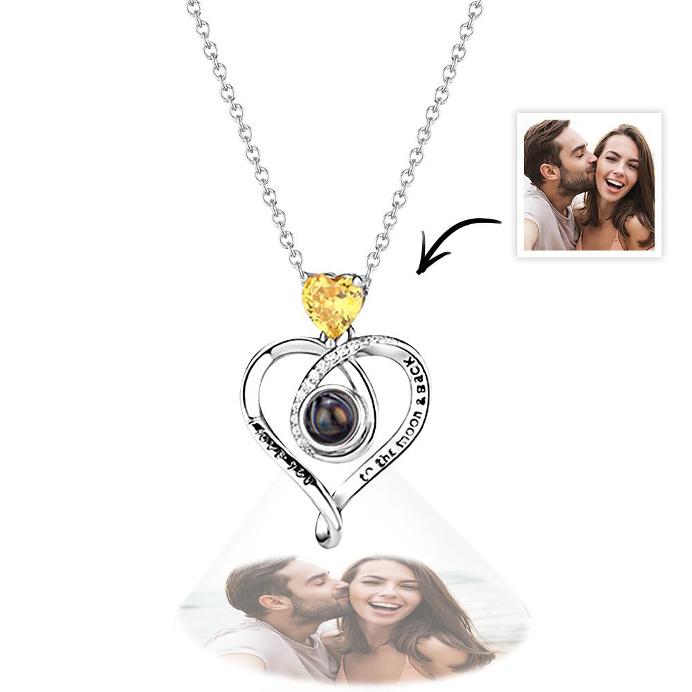 Collana Con Proiezione Del Cuore D'amore Con Ciondolo Con Foto Commemorativa Personalizzata Birthstone Regalo Per Il Migliore Amico Alla Moda - soufeelit