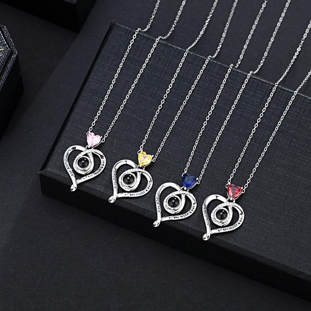 Collana Con Proiezione Del Cuore D'amore Con Ciondolo Con Foto Commemorativa Personalizzata Birthstone Regalo Per Il Migliore Amico Alla Moda - soufeelit