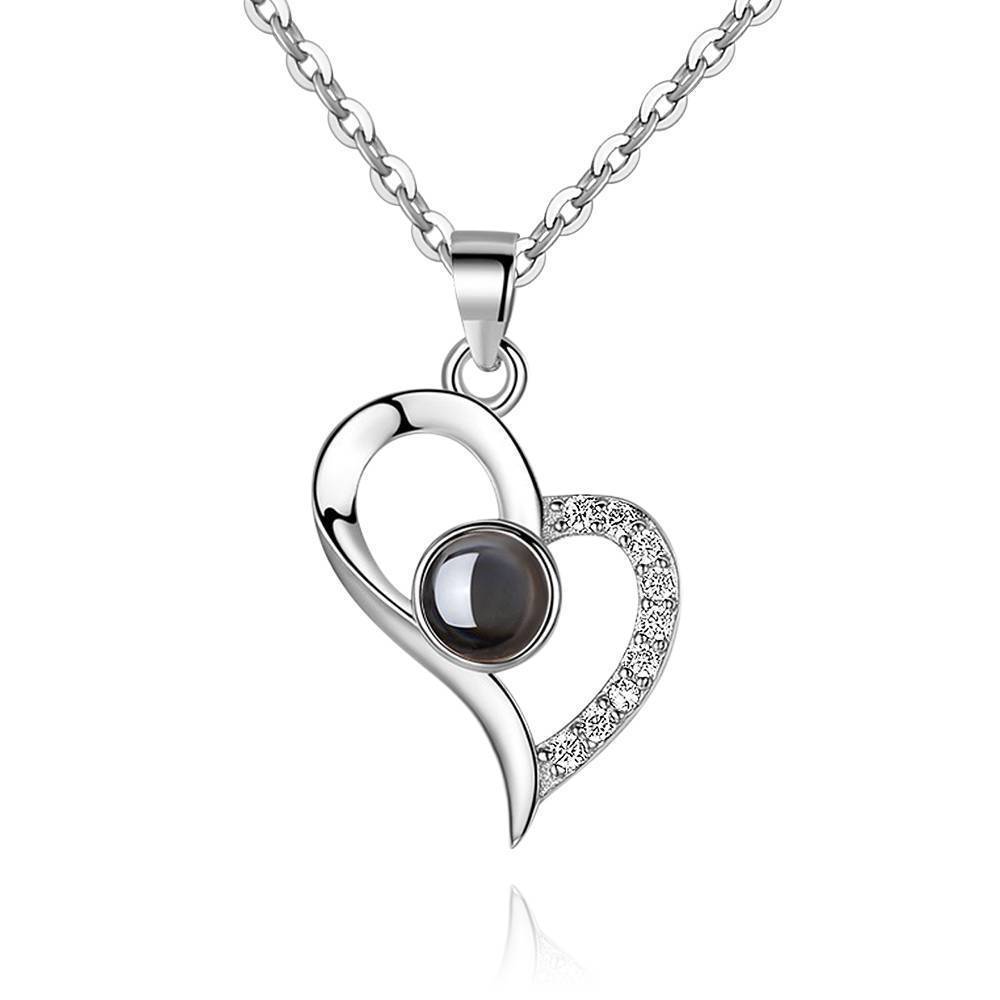 Collana I Love You In 100 Lingue Con Incisione Collana Di Proiezione I Love You A Forma Di Cuore In Argento