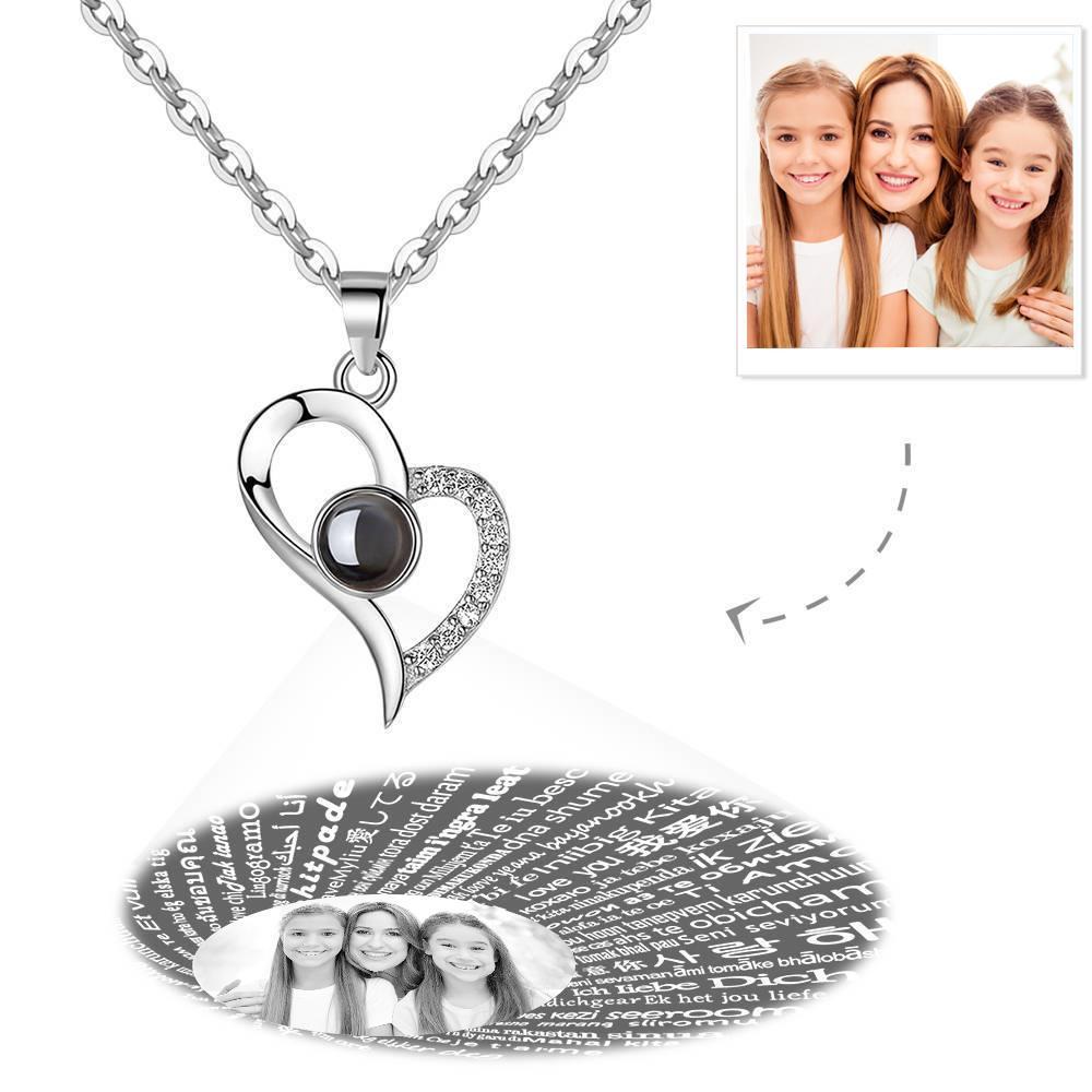 Collana Ti Amo In 100 Lingue Collana Con Foto Di Proiezione Ama Il Tuo Cuore Per La Mamma - soufeelit