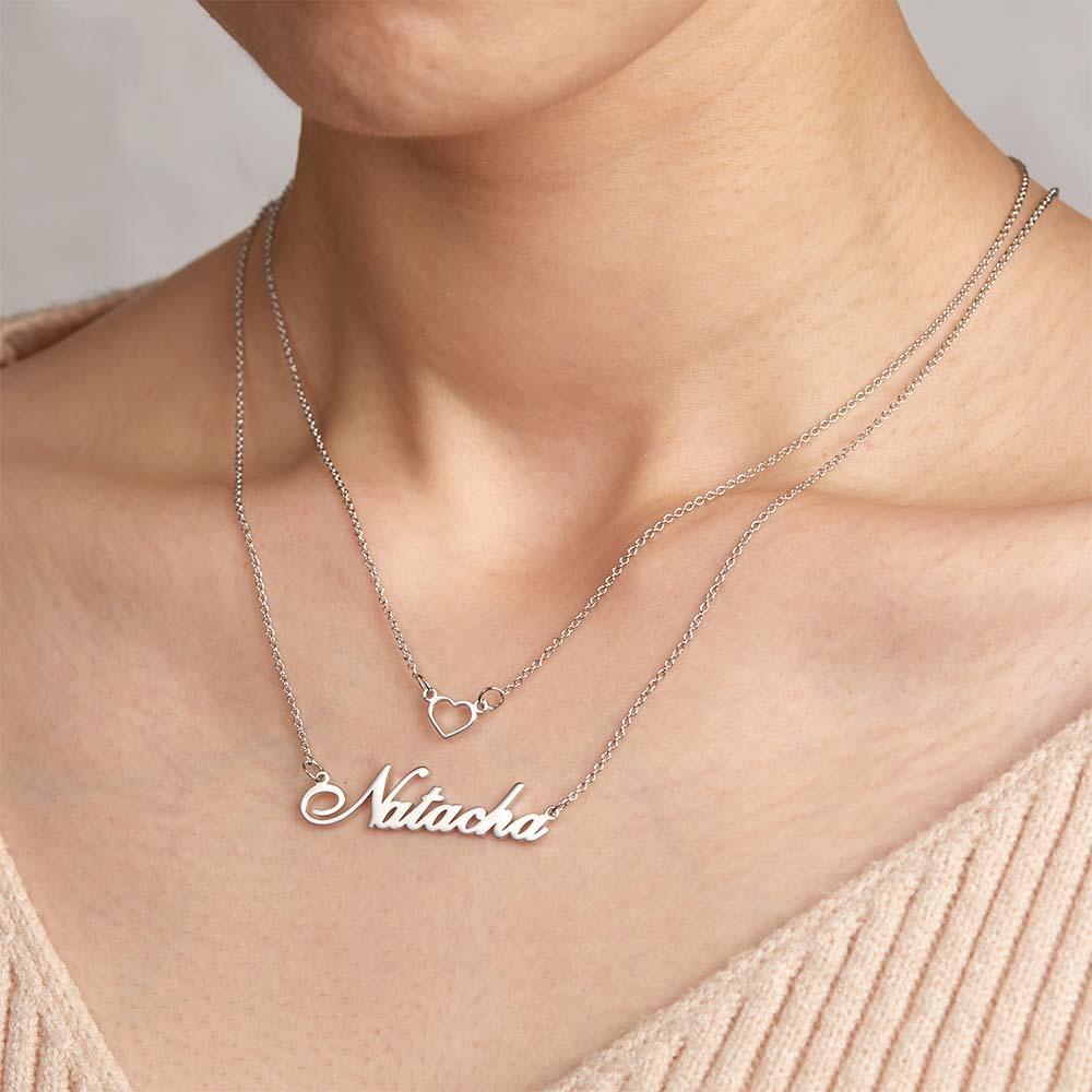 'give My Heart To You' Collana Con Nome A Doppia Catena A Cuore Personalizzata Regalo Unico Per La Fidanzata - soufeelit