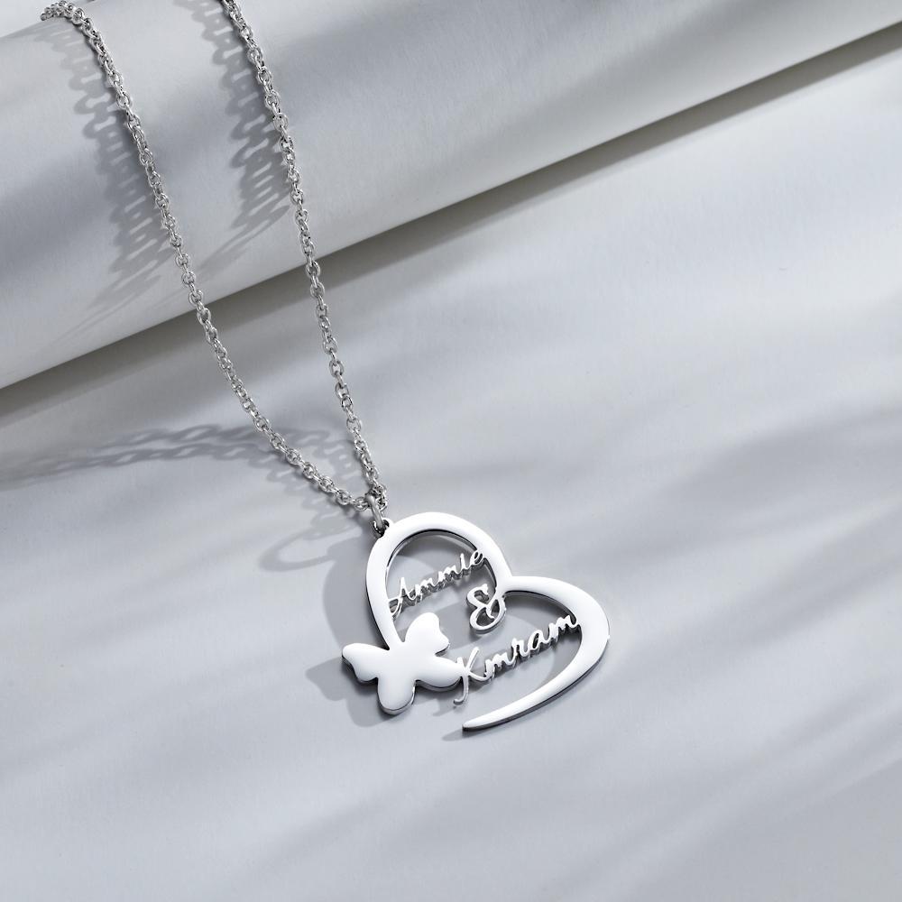 Collana Con Incisione Personalizzata Collana Con Farfalla A Forma Di Cuore Regalo Per Lei - soufeelit