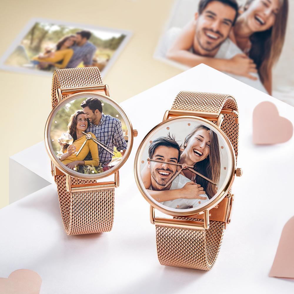 Engravable Orologio Da Polso Unisex In Oro Rosa Con Cinturino In Lega 40mm