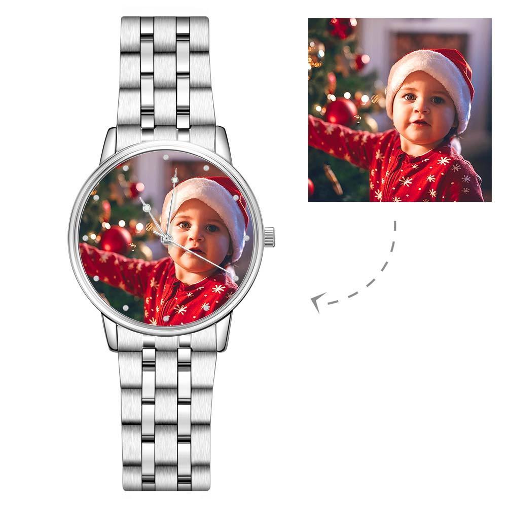 Orologio Con Foto Con Cinturino In Lega Con Incisione Unisex, Regalo Di Natale Da 40 Mm - soufeelit