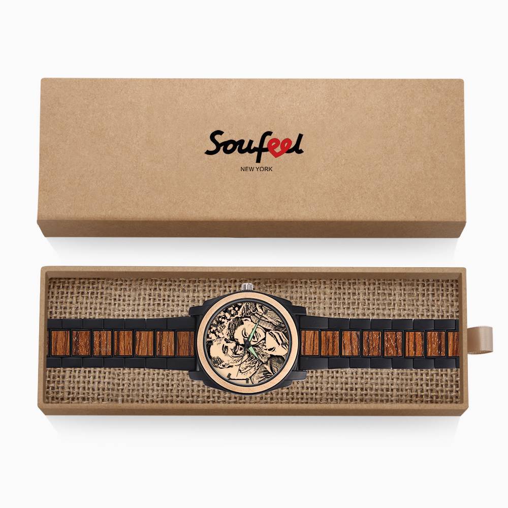Orologio Scolpito Personalizzato,Orologio Fotografico Con Cinturino In Lega Rossa
