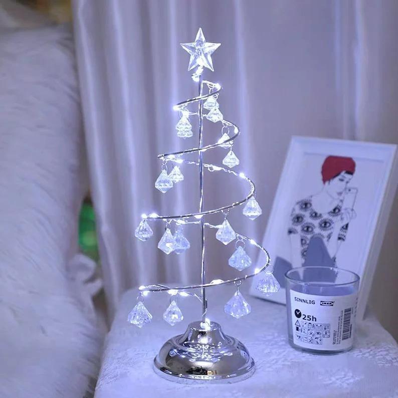 Lampada Da Tavolo Decorativa Con Lampada A Forma Di Diamante In Cristallo Con Luce Notturna Per Albero Di NataleLampada Personalizzata