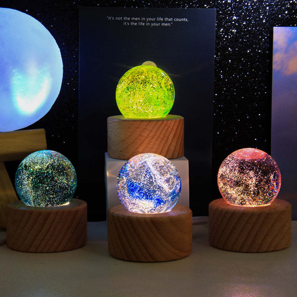 Regali Di Decorazioni Per La Casa Con Luce Notturna In Cristallo Con Lampada Pianeta Stellato Cosmico - soufeelit