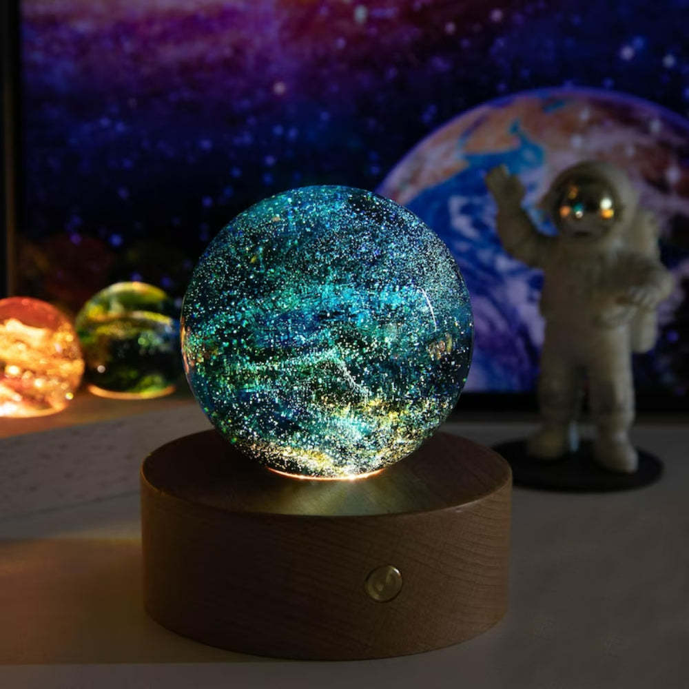 Regali Di Decorazioni Per La Casa Con Luce Notturna In Cristallo Con Lampada Pianeta Stellato Cosmico - soufeelit