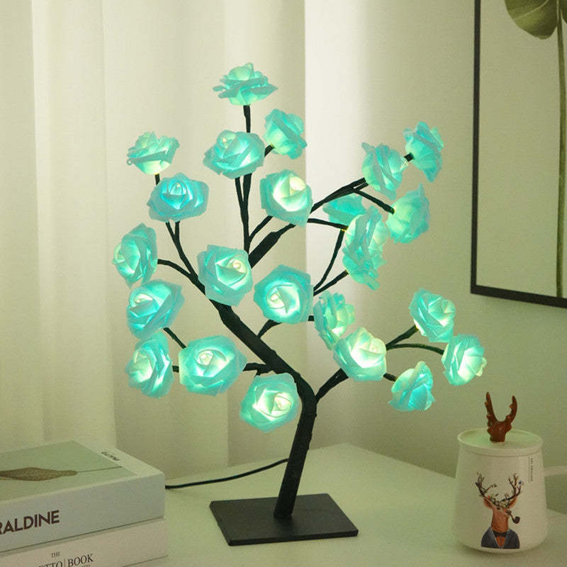 Led Simulazione Fiore Rosa Albero Luce Decorativa Luce Notturna Regalo Anniversario Per Amante - Viola - soufeelit