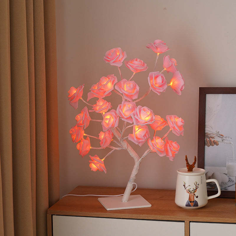 Led Simulazione Fiore Rosa Albero Luce Decorativa Luce Notturna Regalo Anniversario Per Amante - Viola - soufeelit