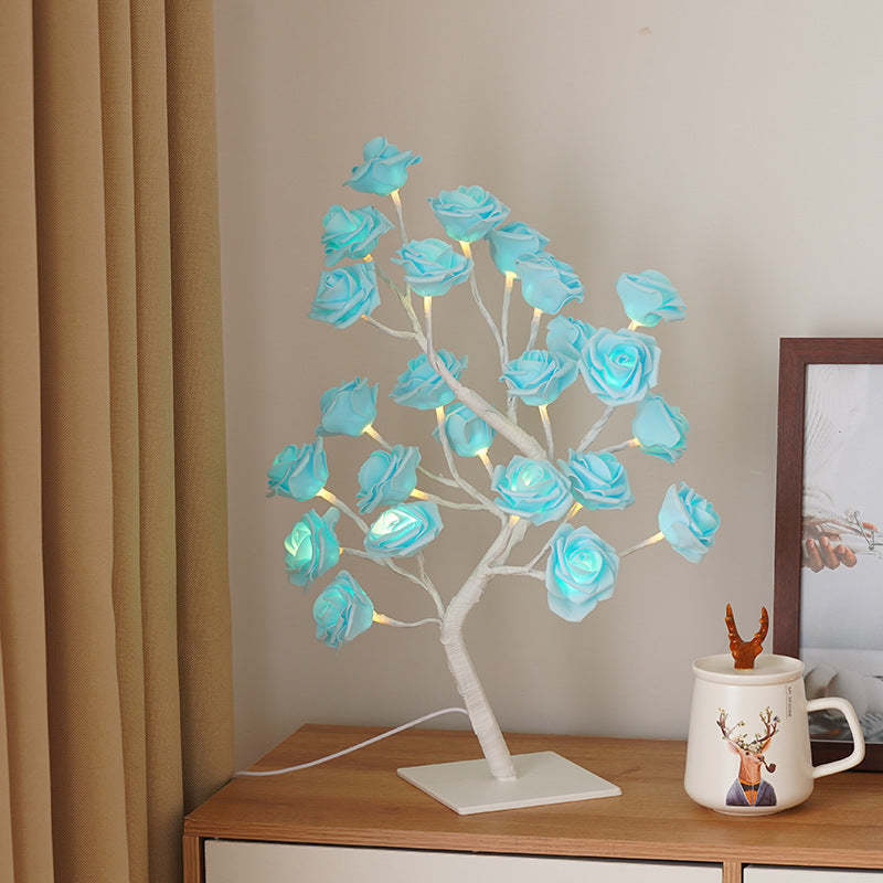 Led Simulazione Fiore Rosa Albero Luce Decorativa Luce Notturna Regalo Anniversario Per Amante - Viola - soufeelit