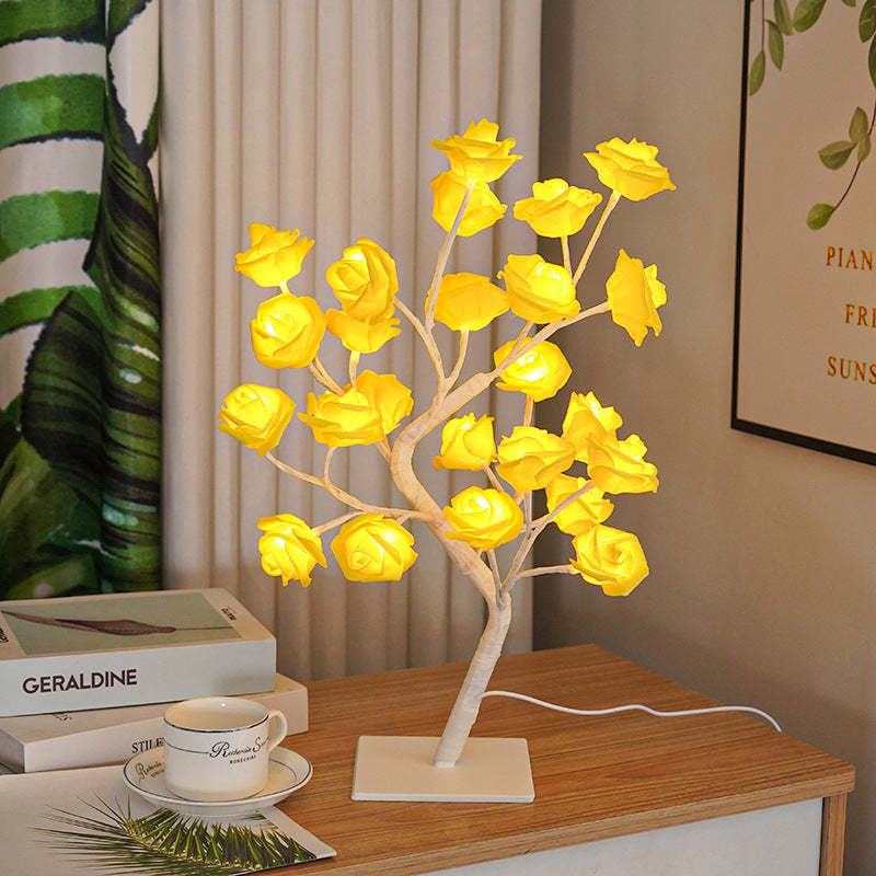 Led Simulazione Fiore Rosa Albero Luce Decorativa Luce Notturna Regalo Anniversario Per Amante - Viola - soufeelit