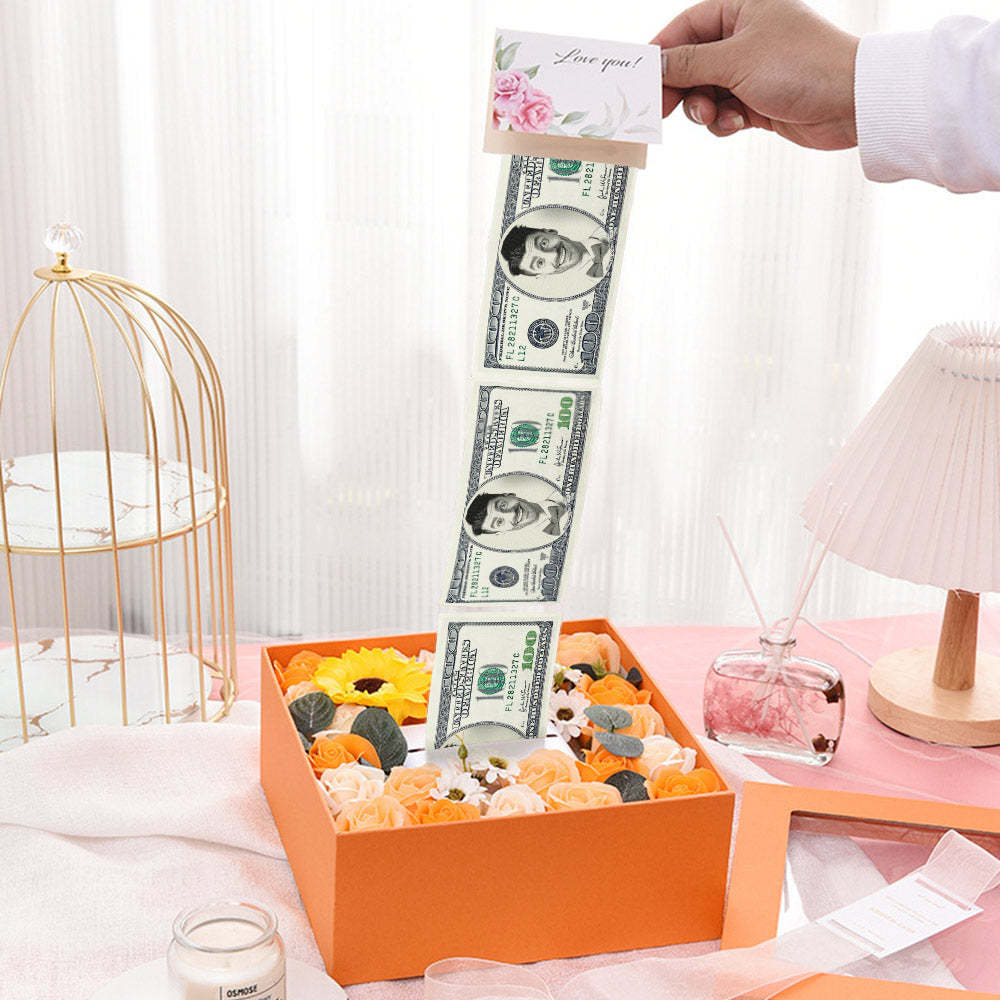 Salvadanaio Per Regalo In Contanti, Idea Unica, Rosa, Sapone, Fiore, Scatola Arancione - soufeelit