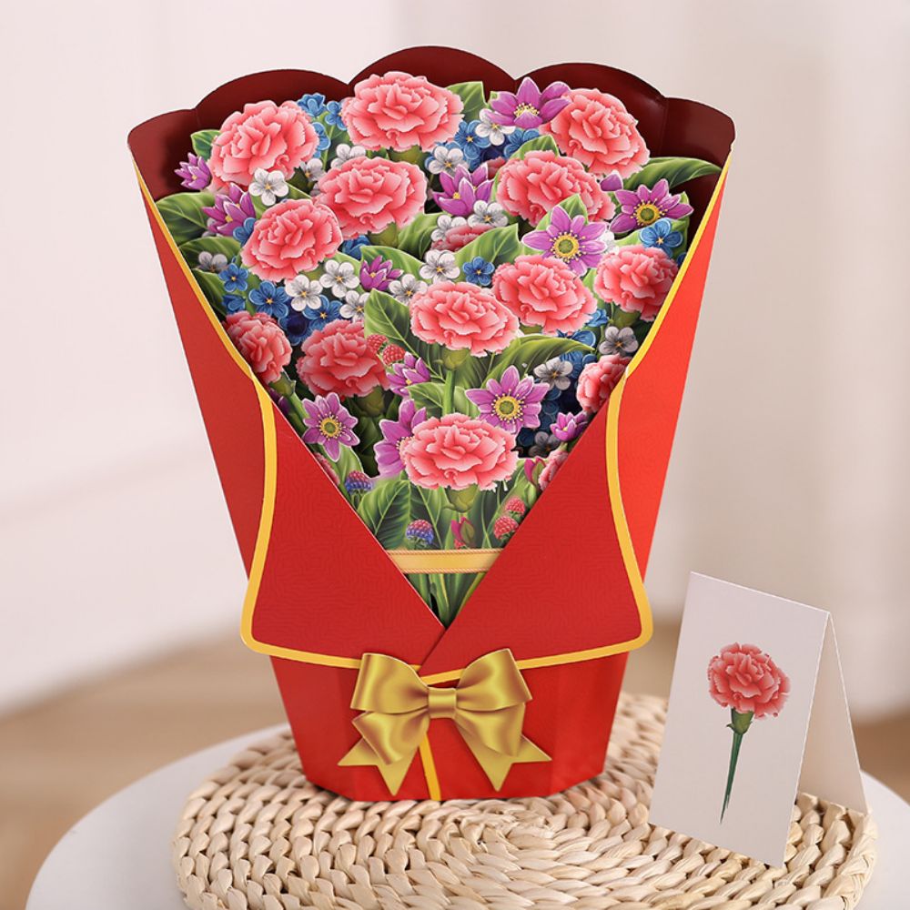Biglietto D'auguri Pop-up 3d Con Garofano Biglietto Pop-up Con Bouquet Di Fiori - soufeelit