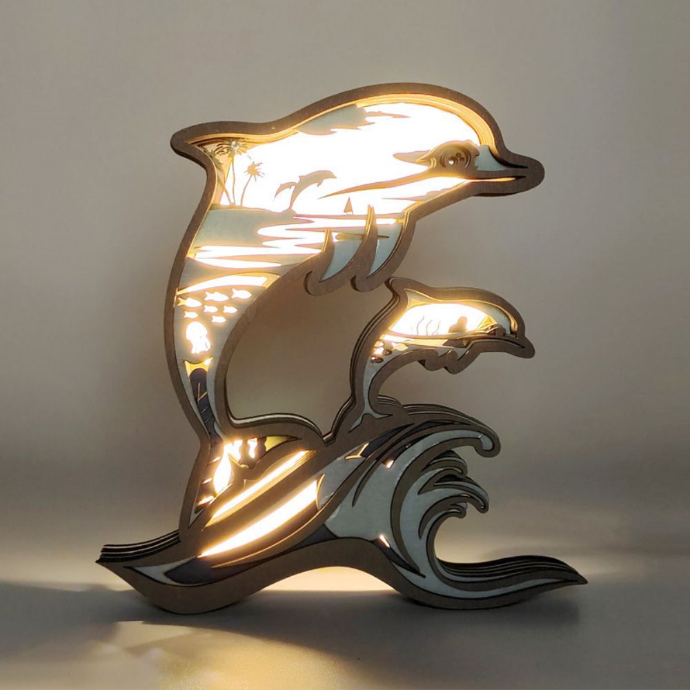 3d Luce Animale In Legno Intagliato In Legno Carino Animale Lampada Per La Decorazione Domestica - soufeelit