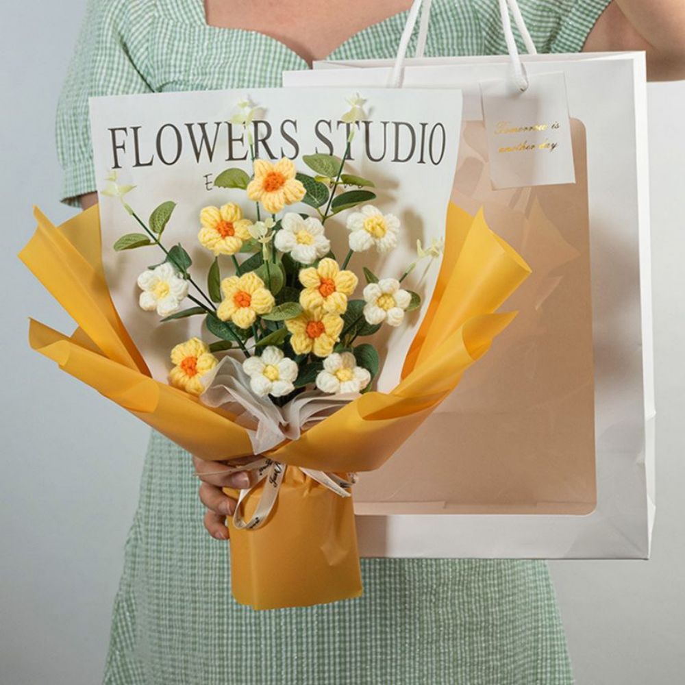 Bouquet Di Fiori All'uncinetto Bouquet Di Margherite Lavorato A Mano A Maglia Regalo Per Lei