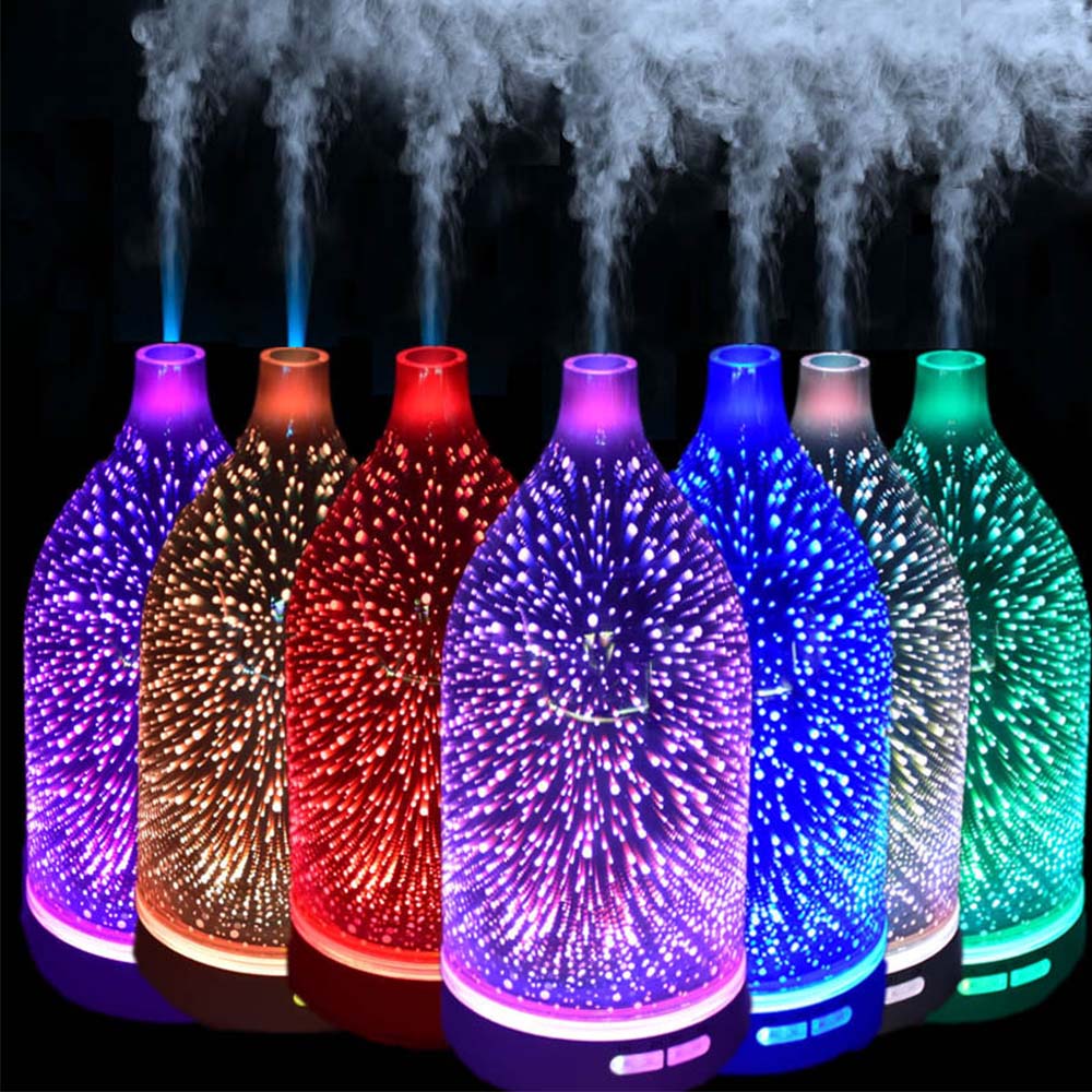 Lampada Per Aromaterapia Con Fuochi D'artificio Regali Per La Casa Umidificatore Colorato In Vetro 3d - soufeelit