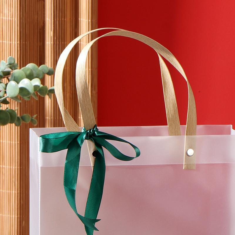 Sacchetto regalo trasparente con manici Sacchetto di plastica smerigliato bianco riutilizzabile per regalo