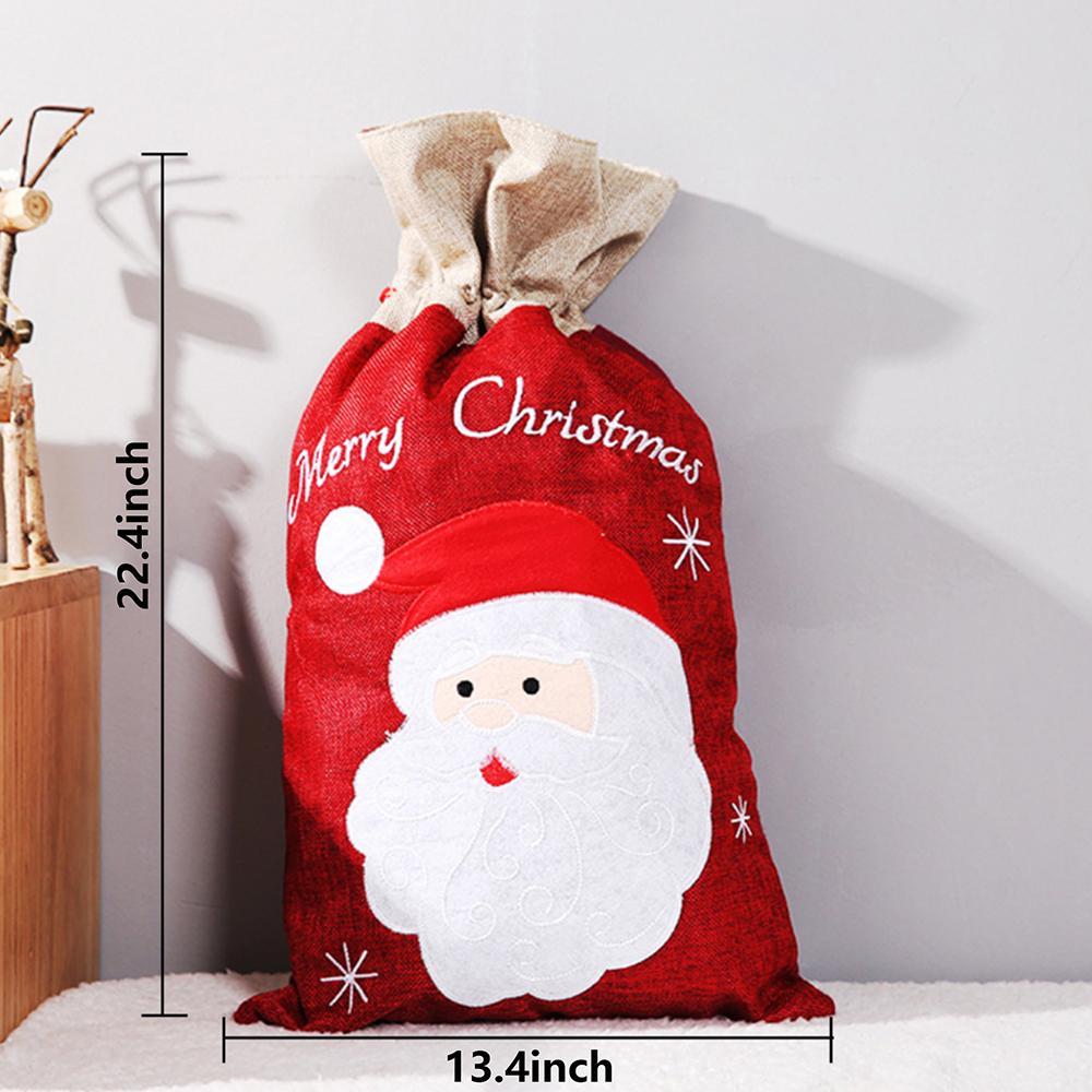 Confezione Regalo Di Natale, Borsa Con Coulisse Regalo Di Natale, Borsa Regalo Di Natale Decorata Con Stampa Di Fiocchi Di Neve E Pupazzo Di Neve