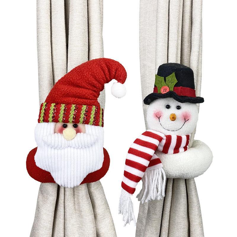 Decorazioni Per Finestre Con Babbo Natale E Pupazzo Di Neve Con Bambola Con Fibbia Per Tende Di Natale