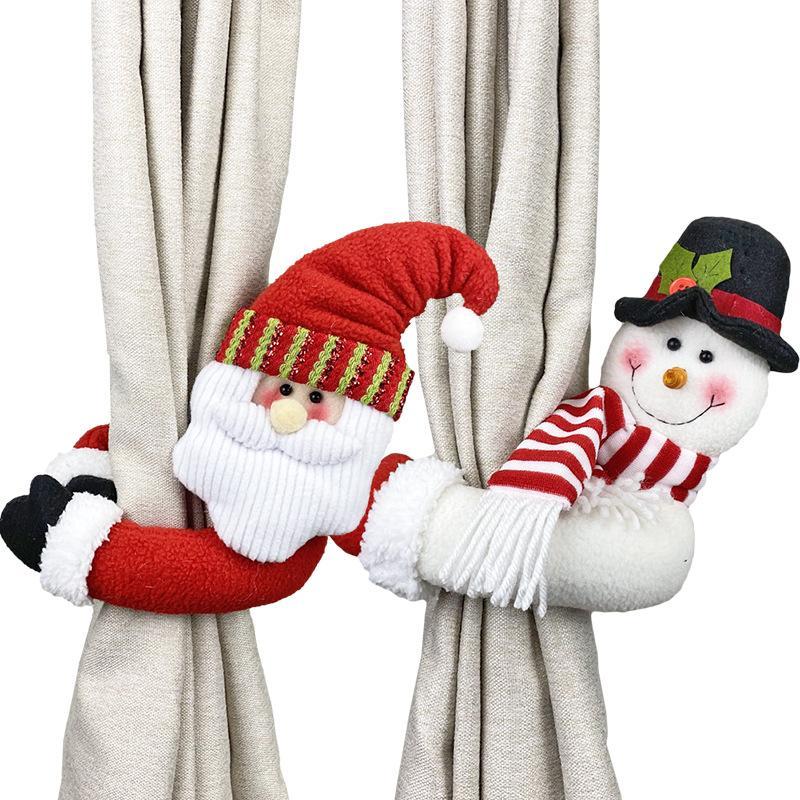 Decorazioni Per Finestre Con Babbo Natale E Pupazzo Di Neve Con Bambola Con Fibbia Per Tende Di Natale