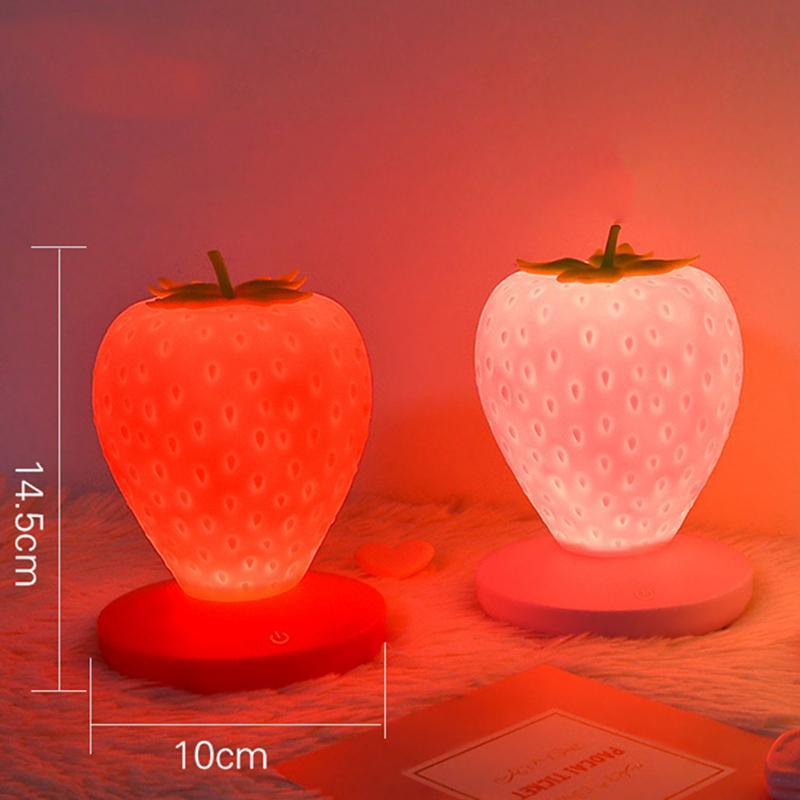 Decorazione Della Camera Da Letto Con Lampada In Silicone Adorabile Con Luce Notturna Alla FragolaLampada Personalizzata