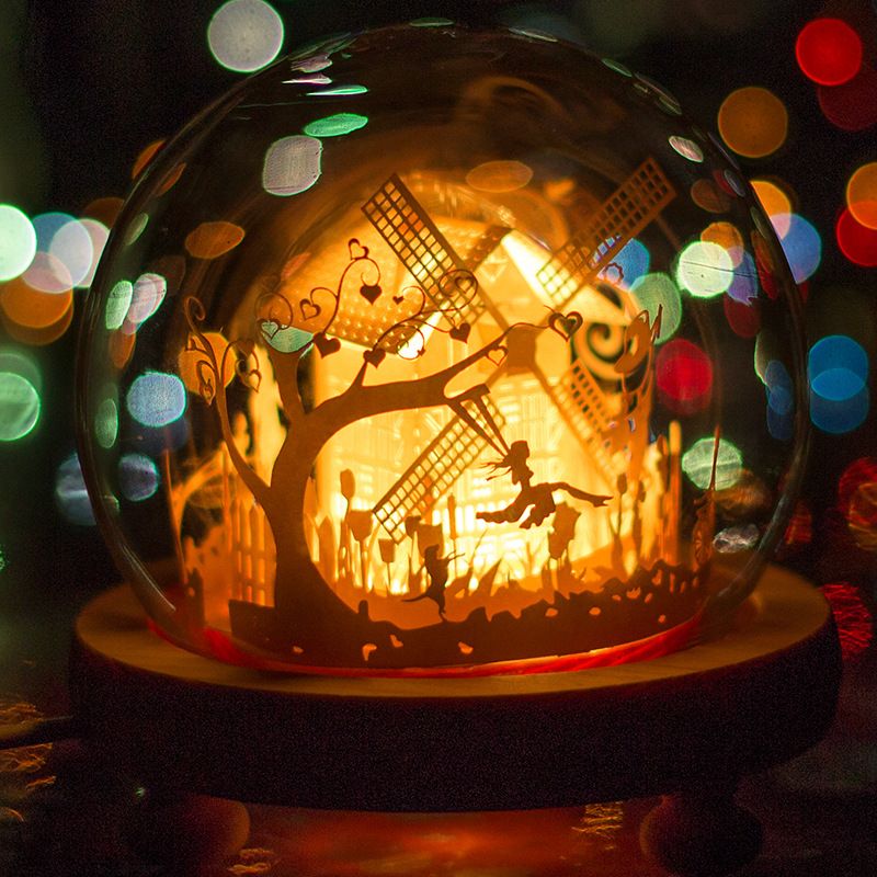 Lampada Da Intaglio Su Carta Fai-da-te Lampada 3d Con Luce E Ombra Romantiche Regali Per La Decorazione Del Desktop - soufeelit