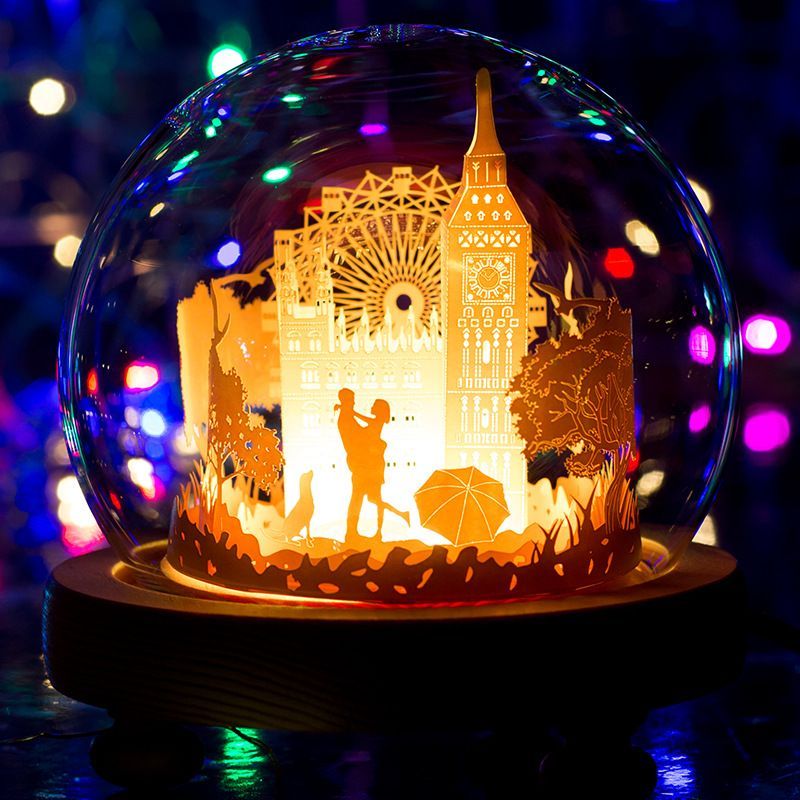 Lampada Da Intaglio Su Carta Fai-da-te Lampada 3d Con Luce E Ombra Romantiche Regali Per La Decorazione Del Desktop - soufeelit
